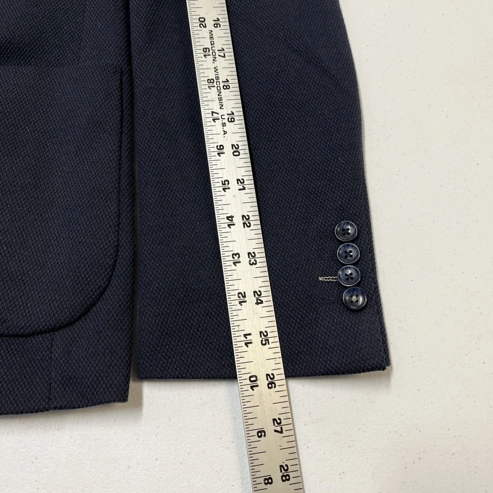 Steel & Jelly Blazer Mens 44 Navy Blue Textured Jacket Structured Office Career‎